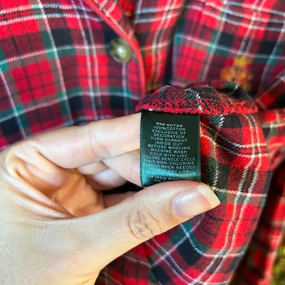 Lauren Ralph Lauren‎ Womens Medium Plaid Pajama Top Button Front Long Sleeve - Picture 7 of 8